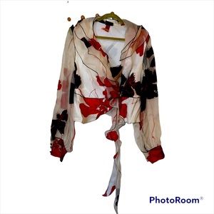 JS collections 100% Silk wrap blouse Sz 16